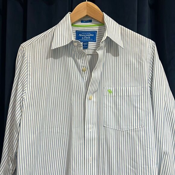 A&F Mens Button Up Dress Shirt Long Sleeve Collard Size Large - Picture 1 of 3